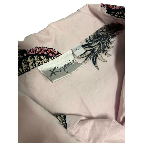 KIYOMI ALOHA PINK SHIRT PINEAPPLE AND LEI SIZE LARGE - Picture 7 of 8